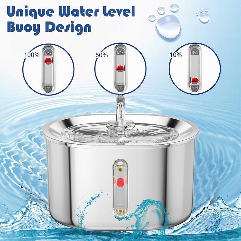 Fontaine d'eau pour animaux 304 Acier inoxydable Filtration circulaire pour chats