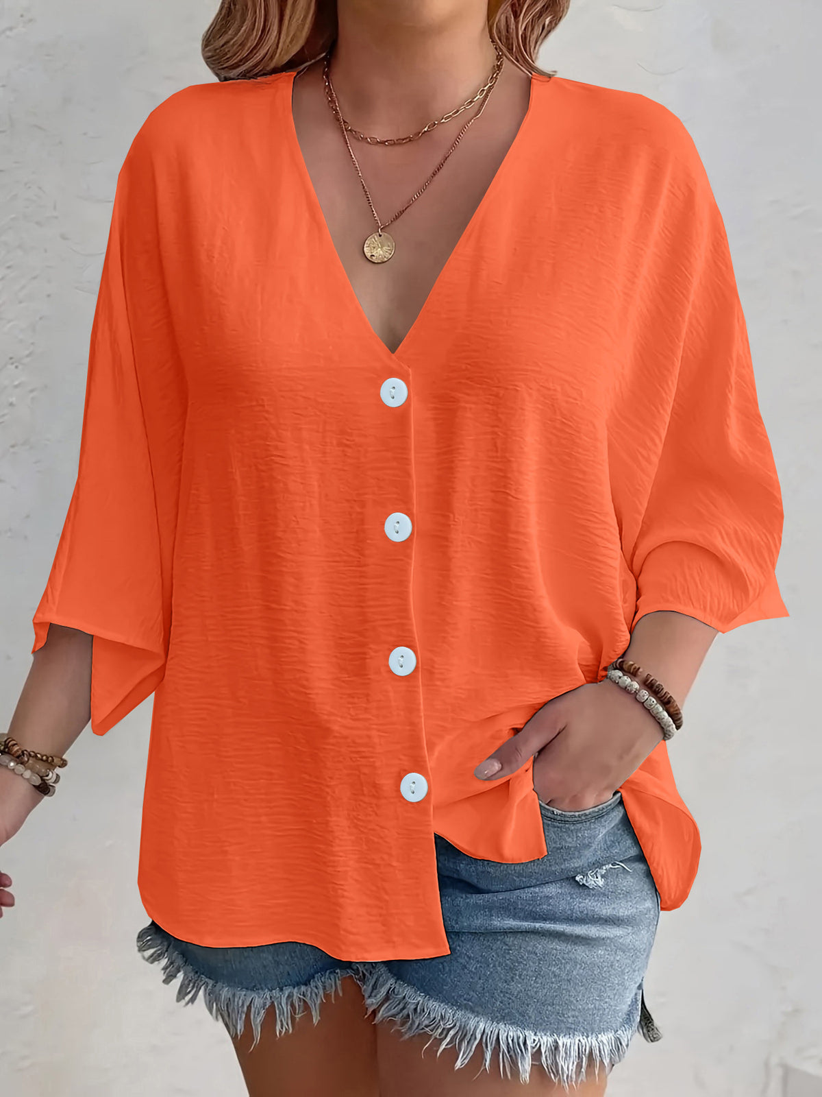 Printemps et automne Station indépendante européenne et américaine Amazon Vêtements pour femmes V-Neck