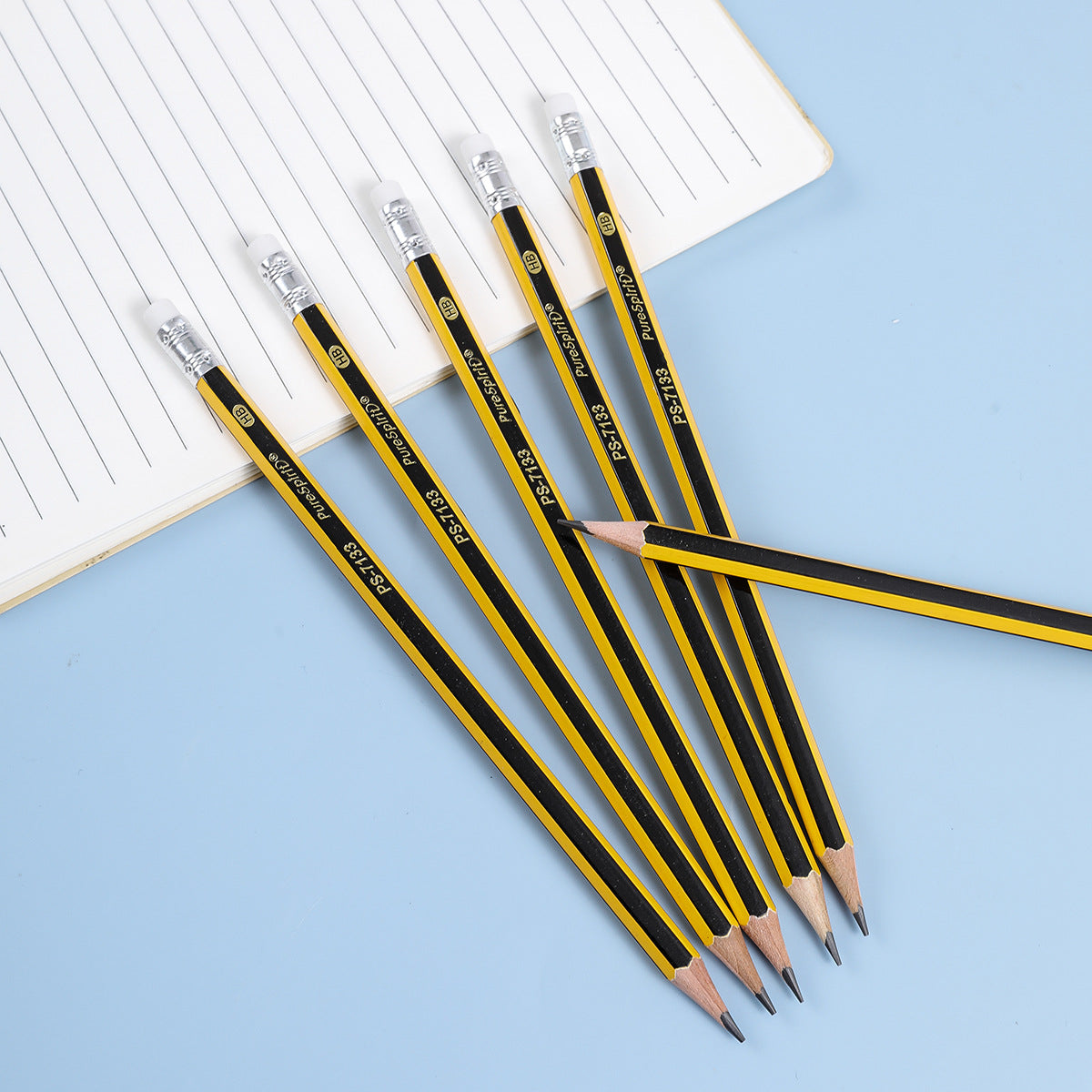Crayons d'écriture lisse HB 12-comptes avec effaceurs