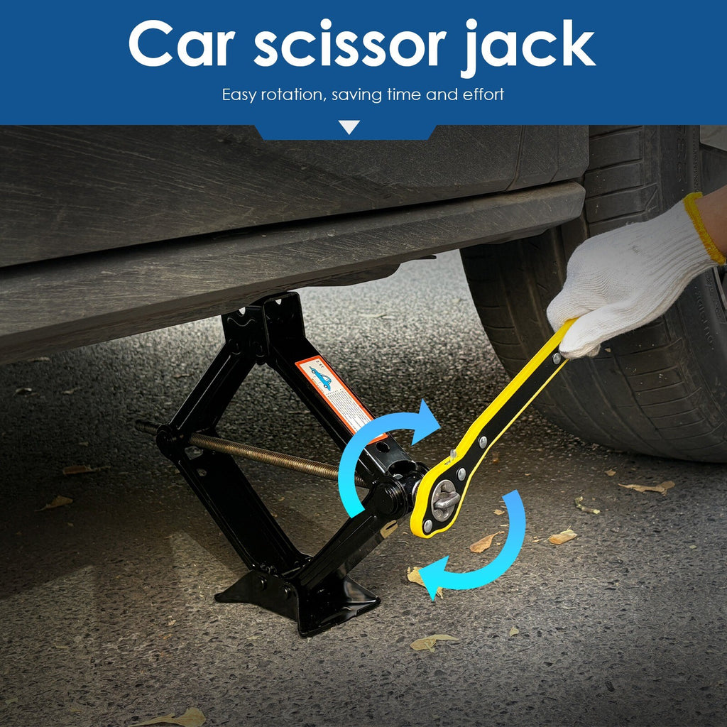 Ciseaux Jack Set 3 tonnes de voiture Auto Jack Kit avec clé à main Cran Lug Clé Royaume-Uni
