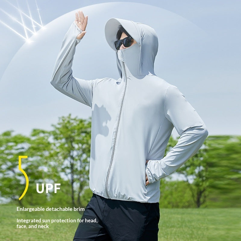 Ice Silk Sun Protective Top Mens Veste avec une preuve UV brim et respirant
