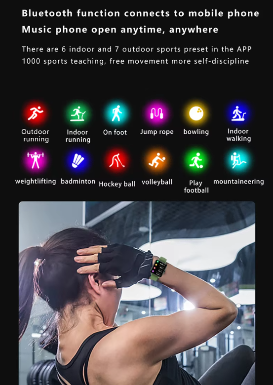 SmartWatch Hommes Femmes1.83inch BT Face fréquence cardiaque Fitness Tracker