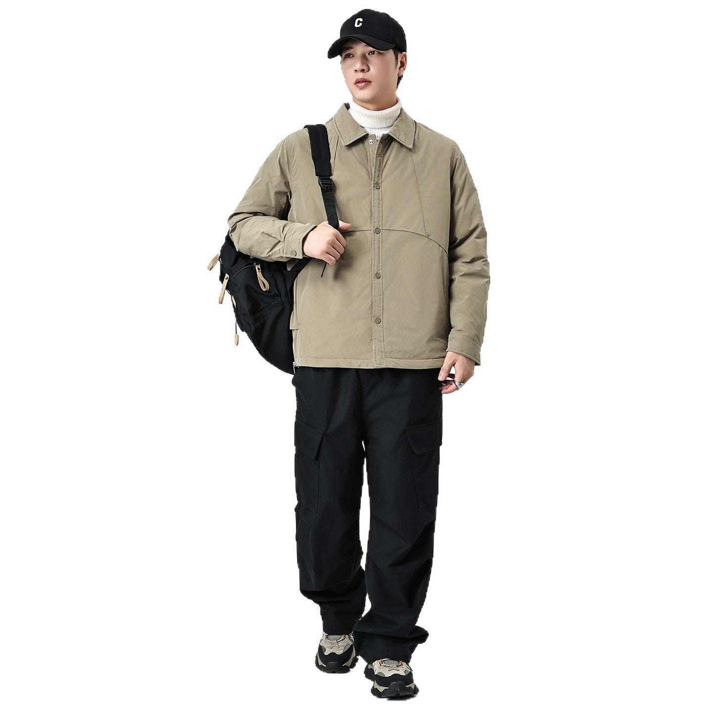 Automnehiver Hommes Lapel Coatsimple et chaud