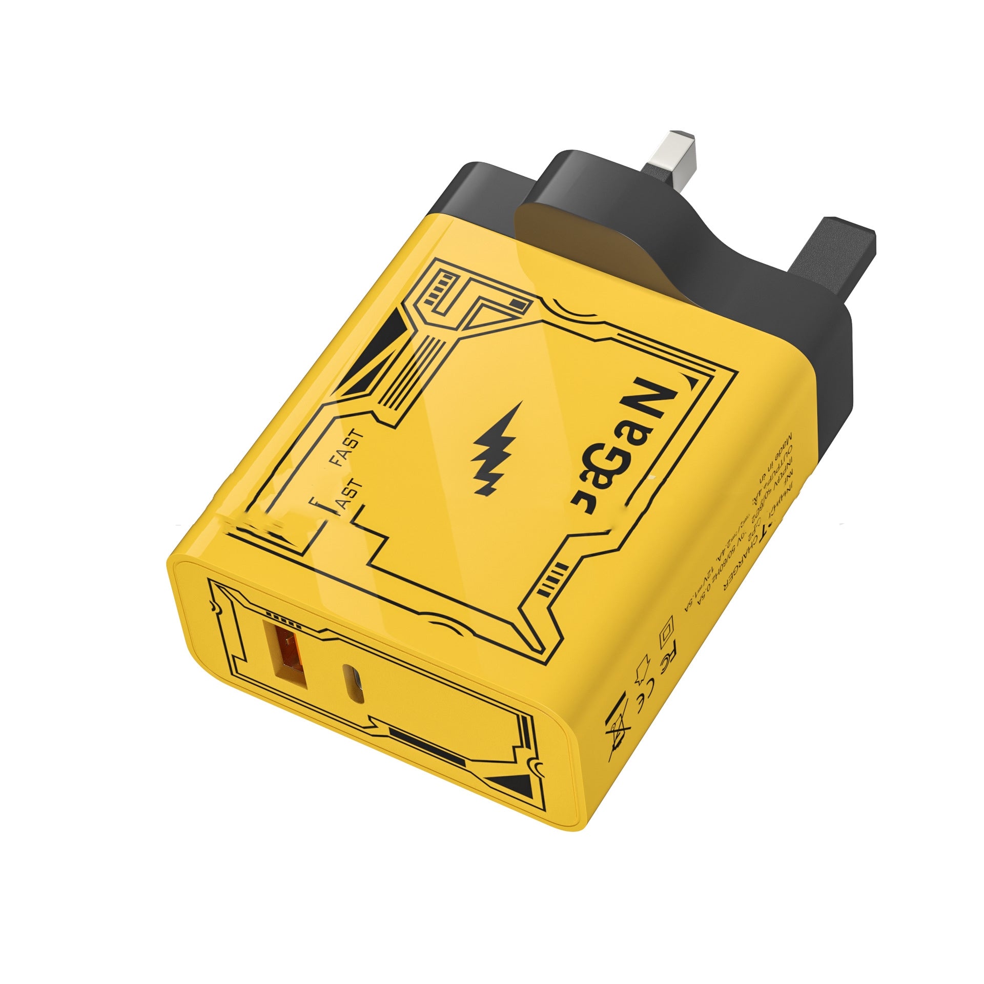Machine Crustacean A C Chargeur jaune 5v2a Qc30 Charge rapide PD25W Fiche de charge