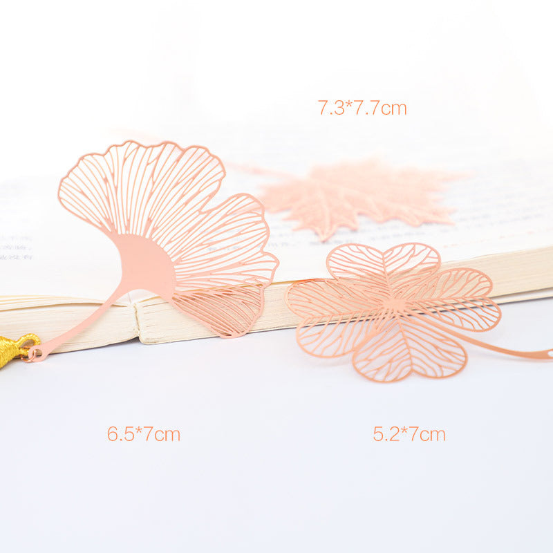 Motif de papier créatif en métal Plaqué creux Feuille d'érable Tassel Apricot Feuille Signet