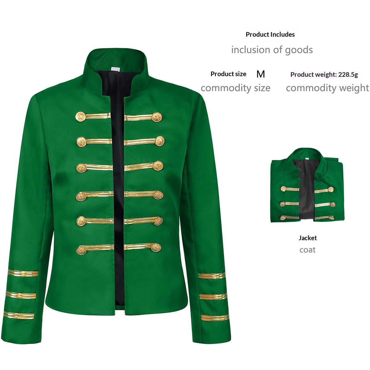 European and American Medieval Court-style Golden Double-breasted Vintage Coat avec un Stan