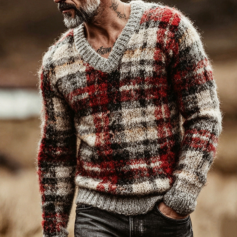 Placage retro Sporty-Casual Chandail tricoté pour hommes