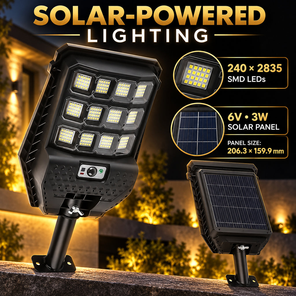 Solar Powered Motion Sensor Outdoor Light W7207 3 Noir pour Garden Yard Street Wall LED