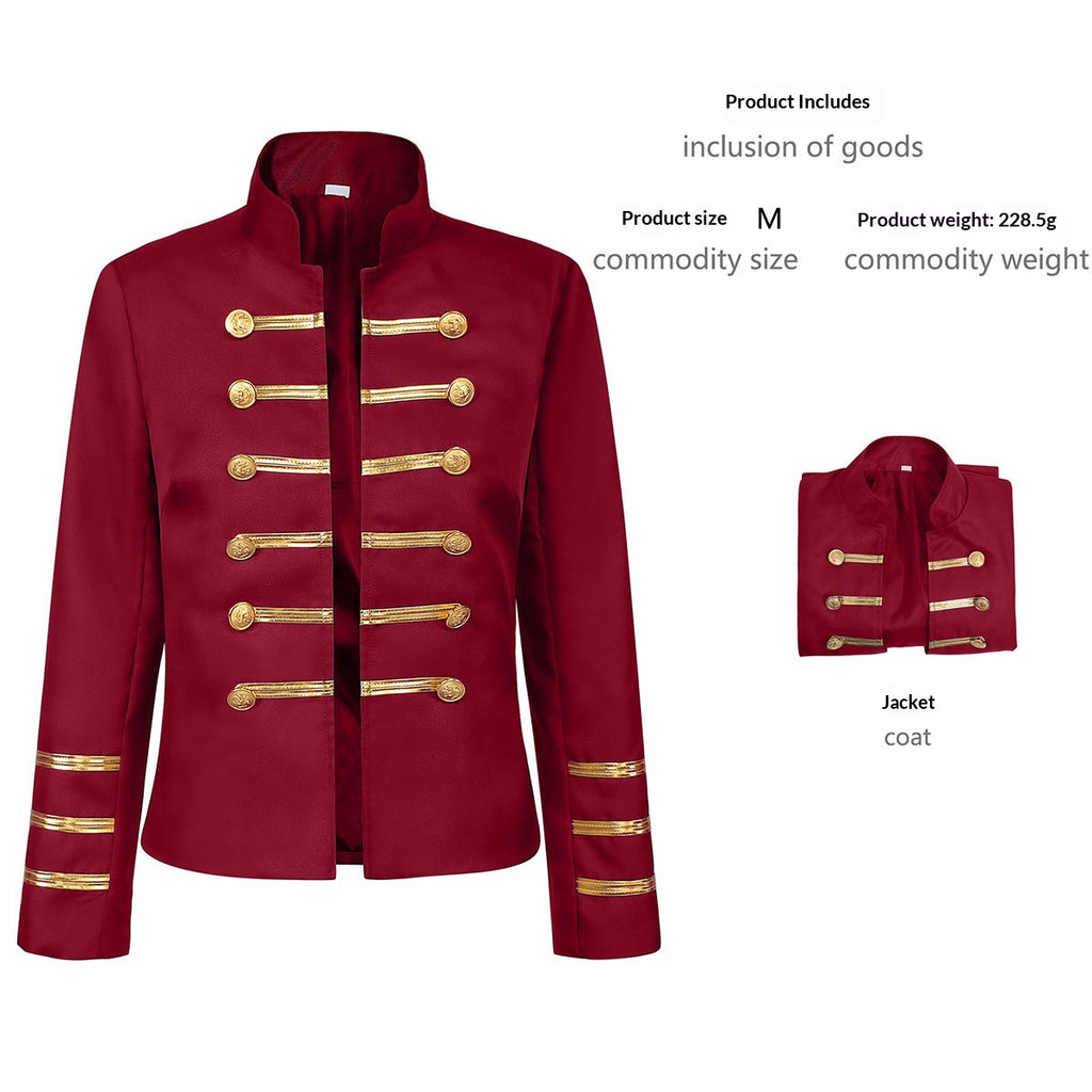 European and American Medieval Court-style Golden Double-breasted Vintage Coat avec un Stan