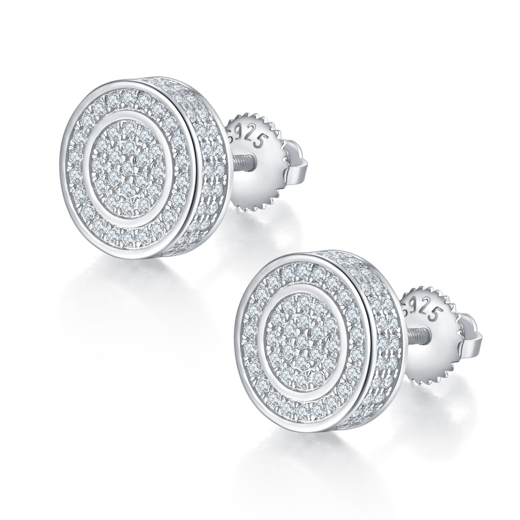 S925 Argent Sterling 190pcs D Couleur VVS1 Moissanite Double Boucles d'oreilles Halo Stud 10,8mm Vis