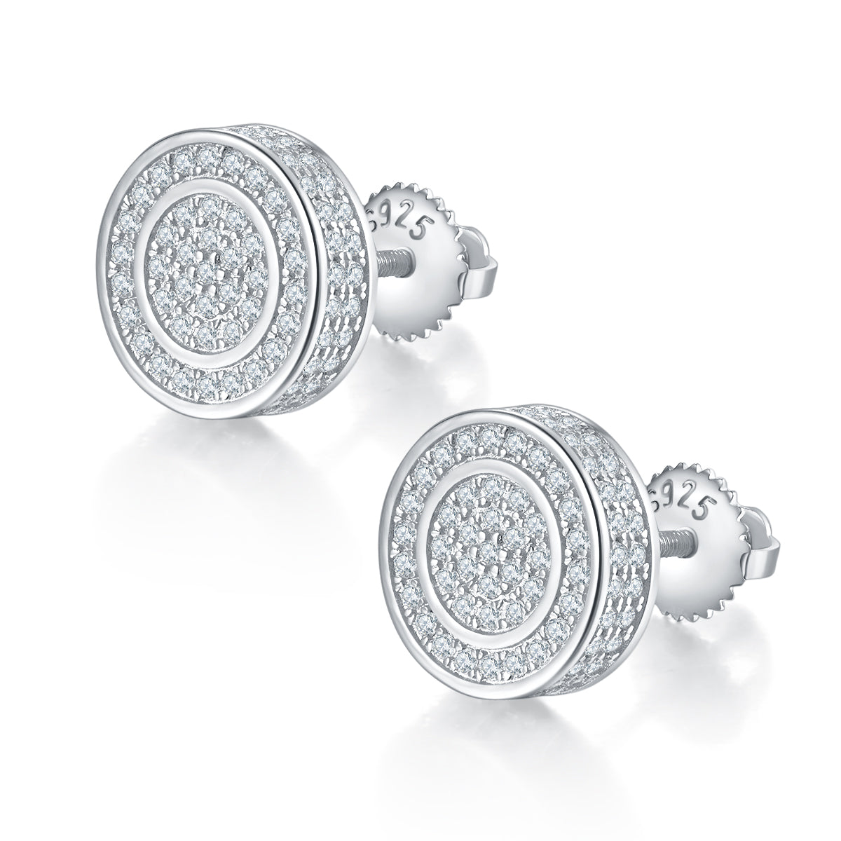 S925 Argent Sterling 190pcs D Couleur VVS1 Moissanite Double Boucles d'oreilles Halo Stud 10,8mm Vis