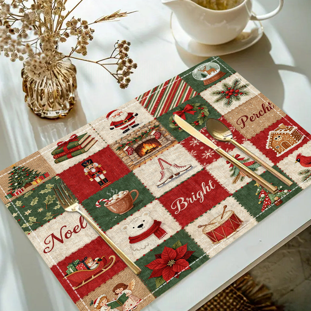 Table de table de Noël imprimée en lin