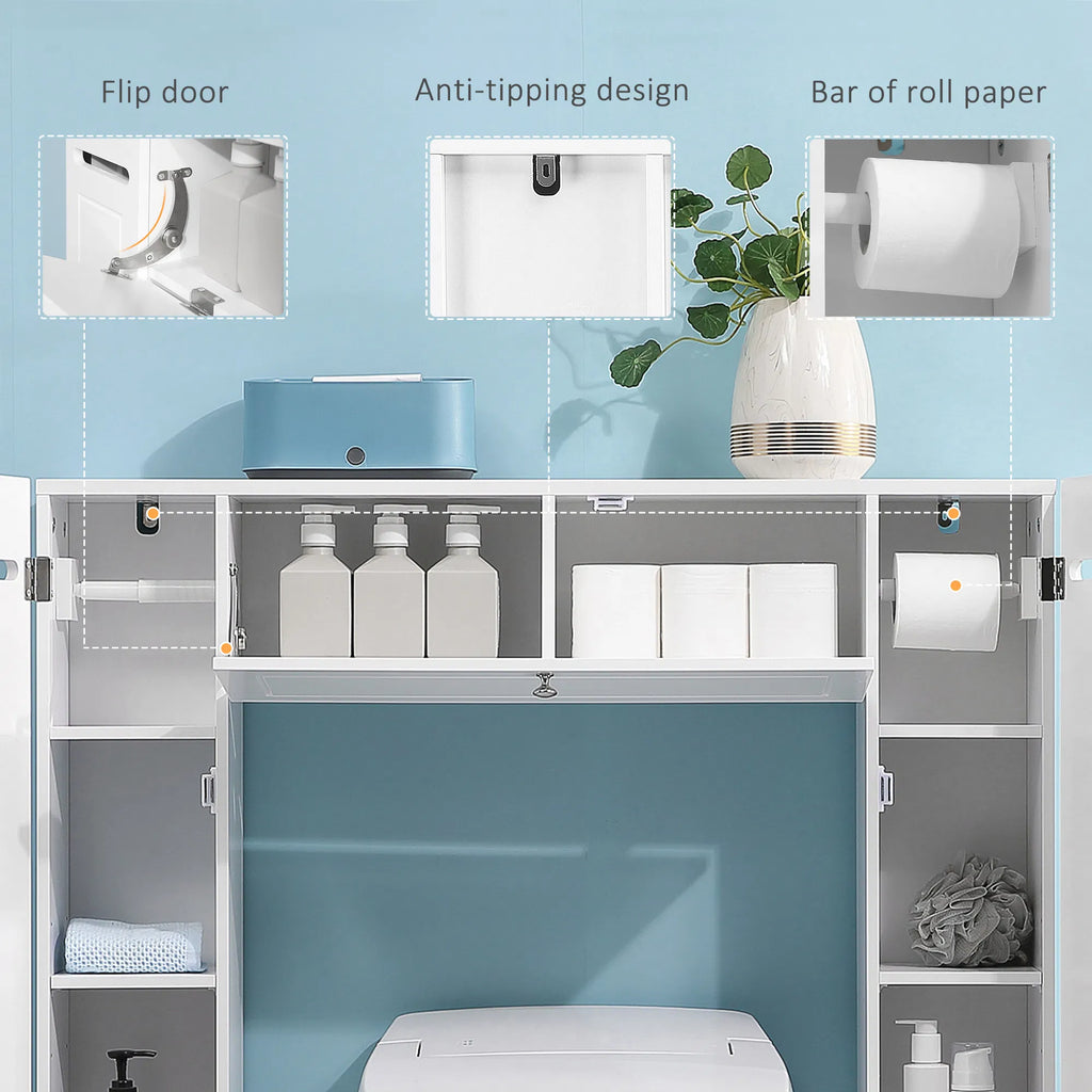 Sur le cabinet de rangement des toilettes