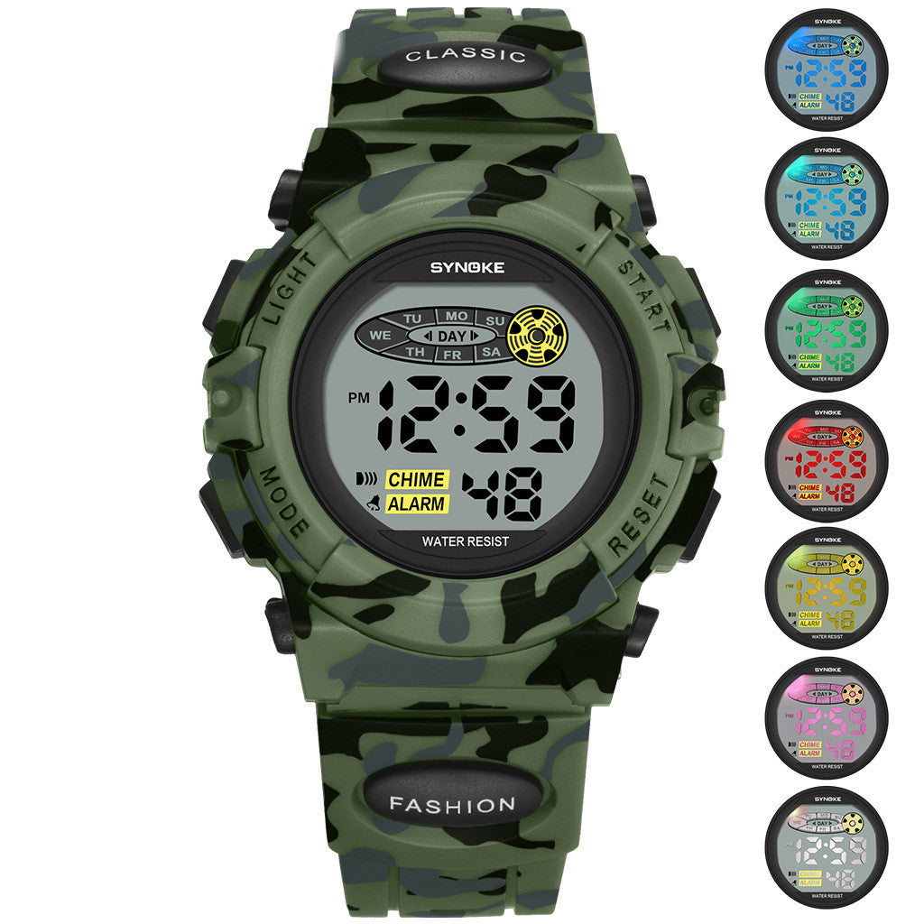 Colorful Luminous Étudiant Personnalité Camouflage Sports Watch