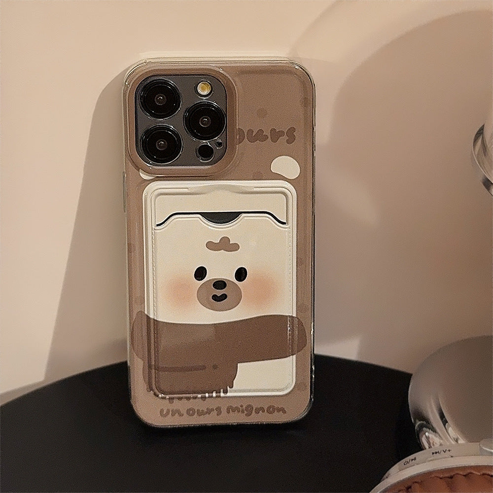 Porte-cartes mignon Sets boîtier de téléphone pleine couverture transparente