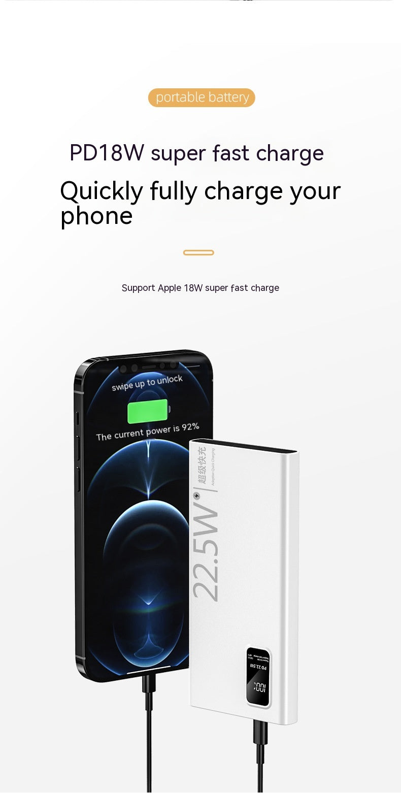 Banque de puissance à recharge rapide bidirectionnelle Grande capacité Portable Ultra-fin Portable Power Source