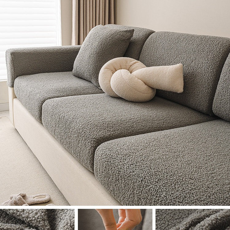 Couvre-sofa stretch de couleur solide crémeuse