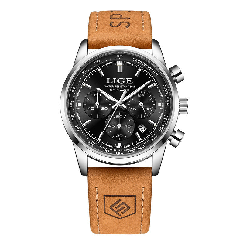 Montre étanche à trois mains Six-Pointer multi-fonction hommes