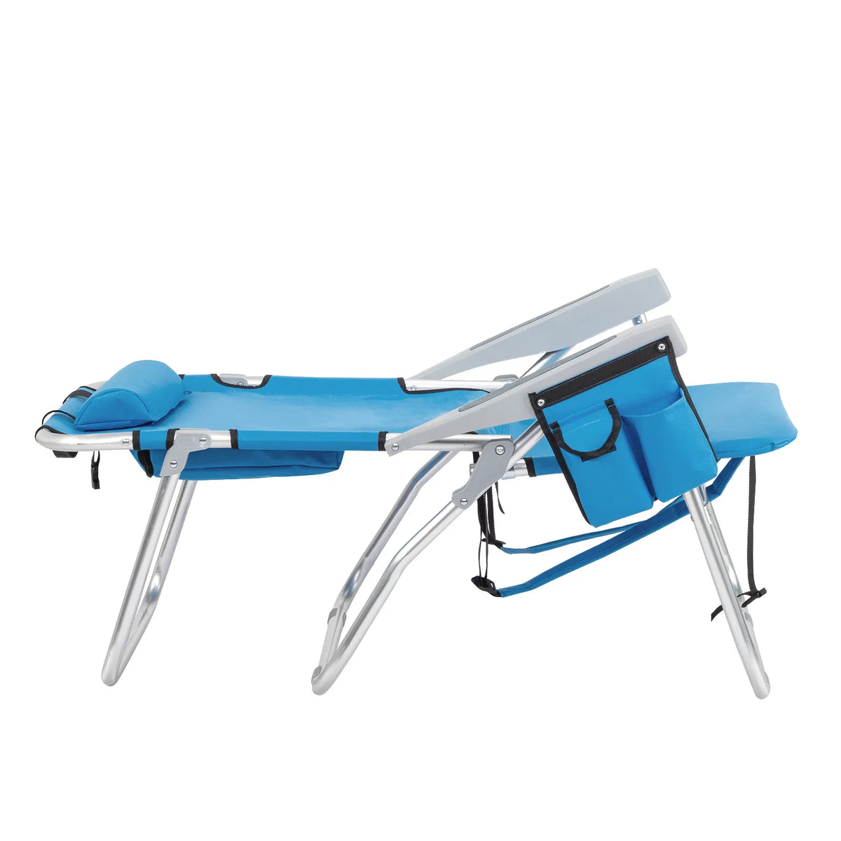 63*70*99cm Élevé Oxford Clot Argent Blanc Aluminium Tube roulement 100kg Chaise de plage Bl