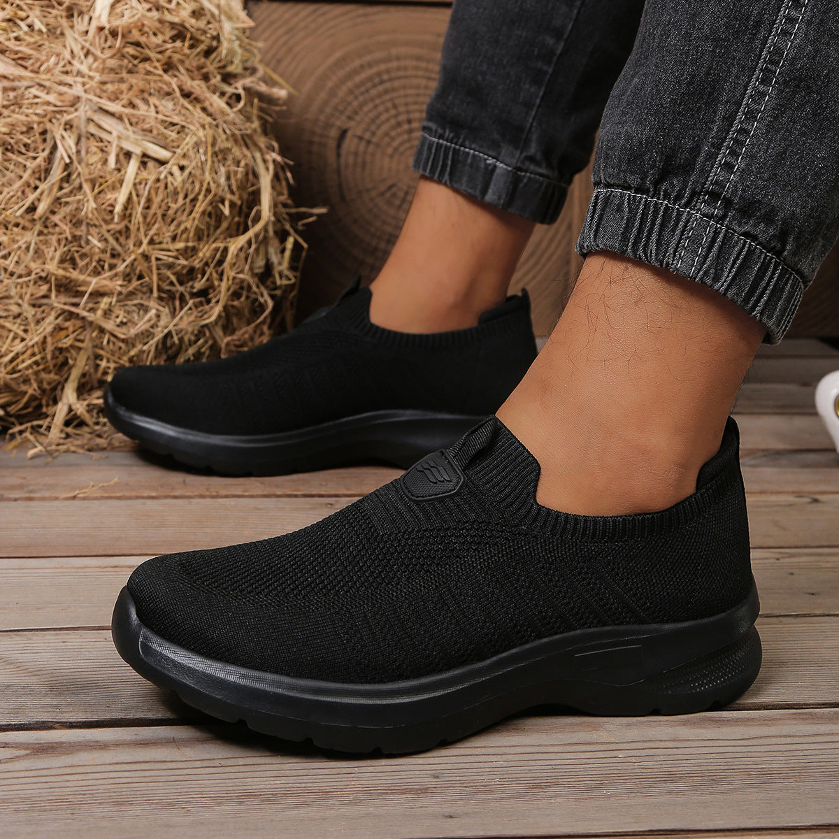 Hommes Flyknit Slip-On Casual Sports Mesh Chaussures de marche
