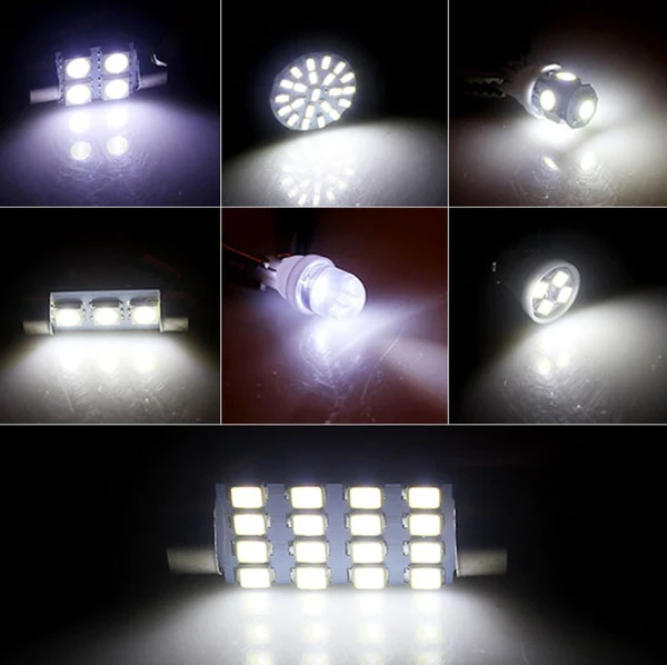 28pcs Intérieur de voiture blanc Combo LED Carte Dôme porte plaque de licence Ampoules