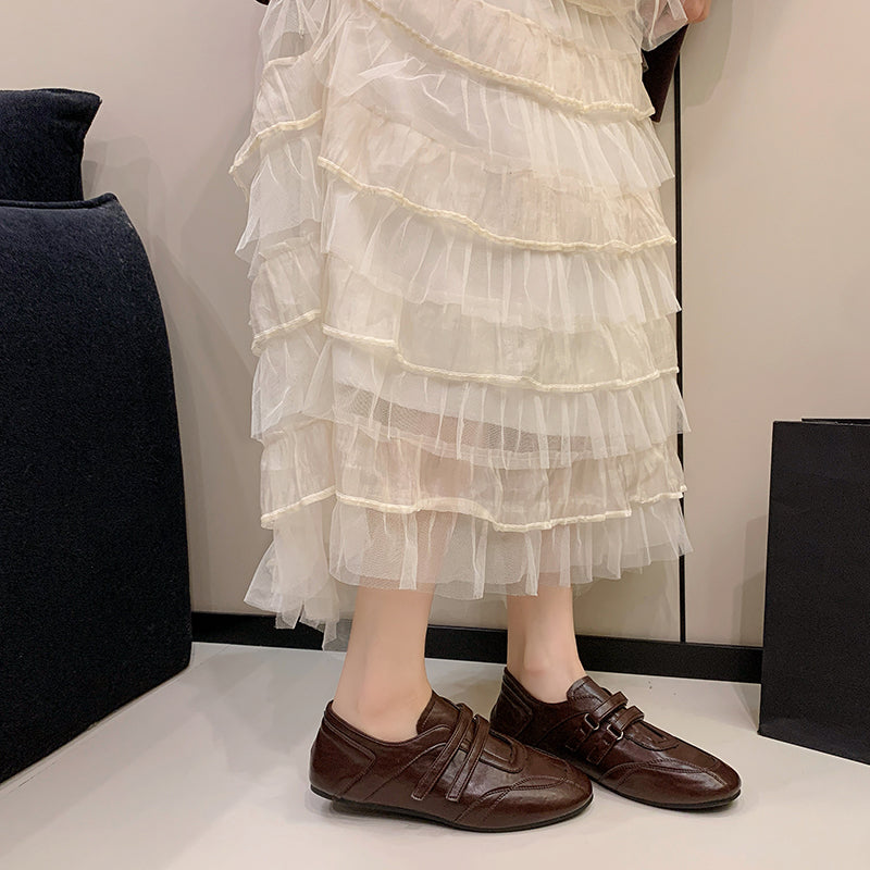 College Style Plat Chaussures en cuir Femmes Printemps Rond Toe Versatile Mary Jane Simple Chaussures F