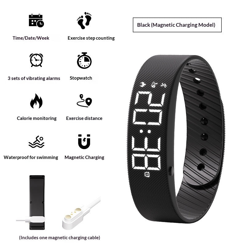 Smart Sports Watch pour les hommes et les femmes Imperméable avec la fonction Timing Silent Vibration Alar