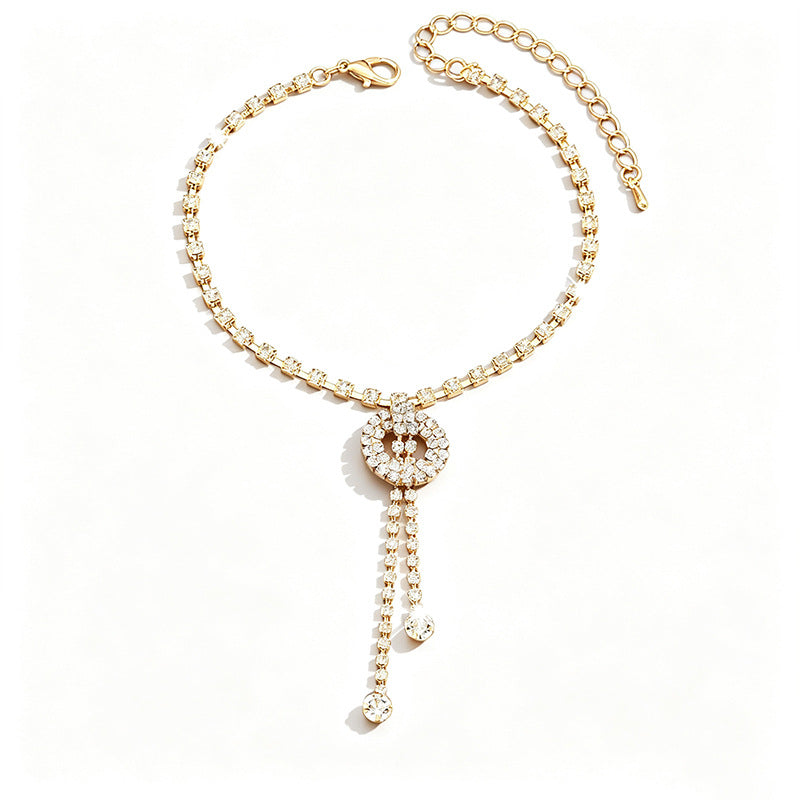 Femme Été simple Strass Tassel Geometric Anklet