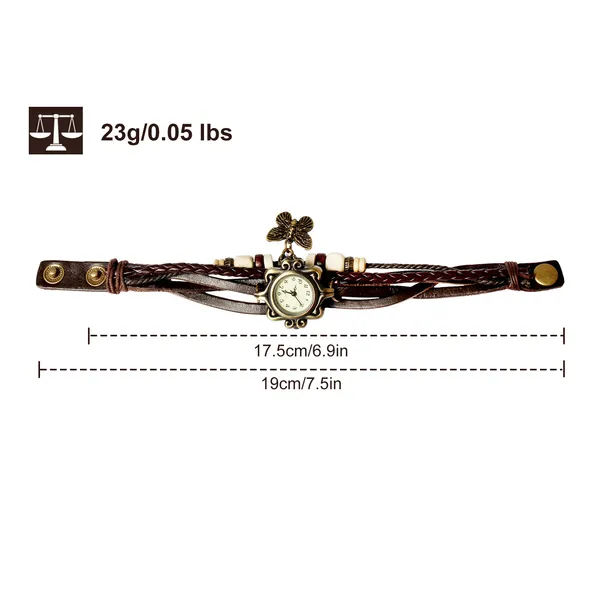 Vieille montre pour femme Bohemian Montre en cuir fait main