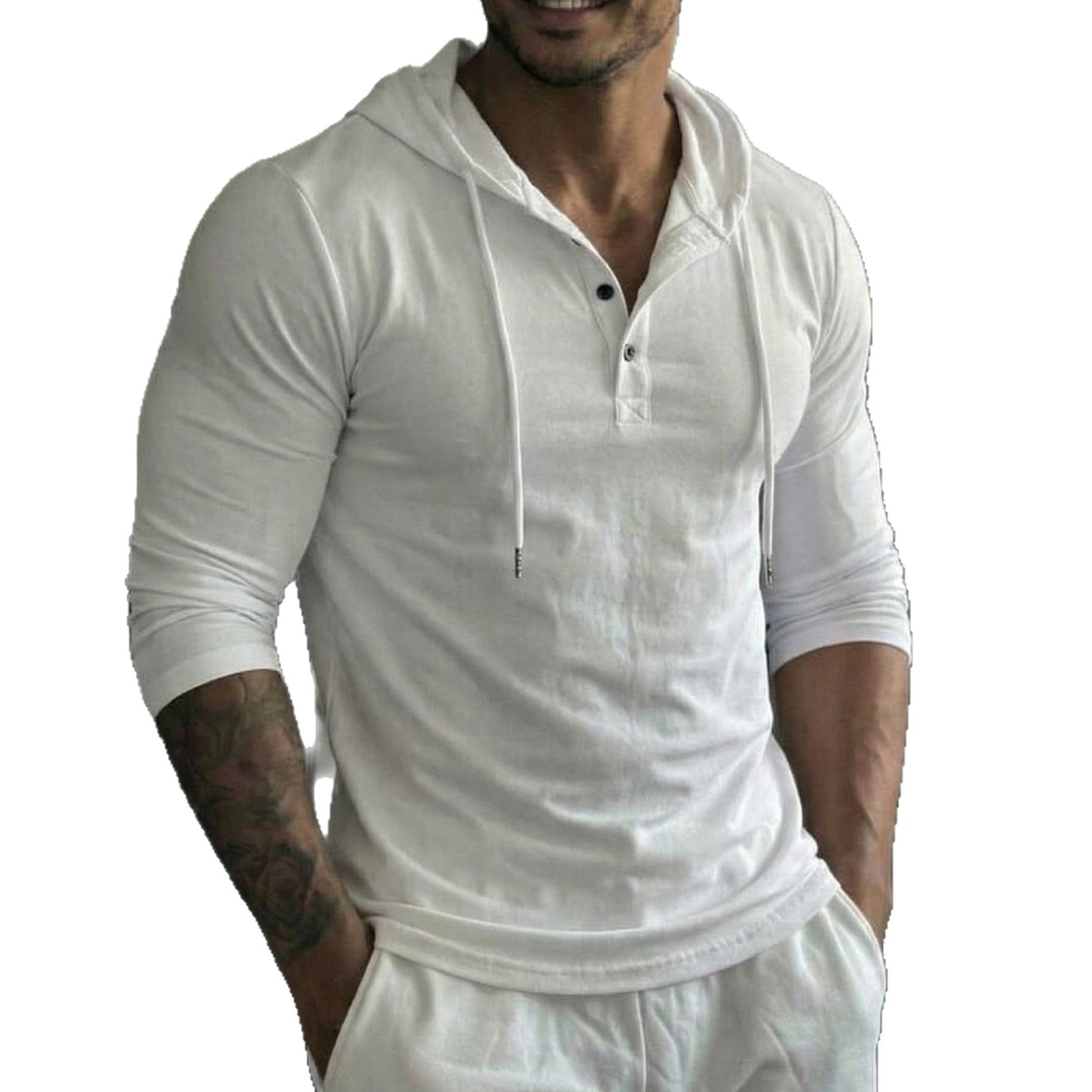 Loisirs de plein air Fitness Sports Bouton-up Chemise à capuche à manches longues