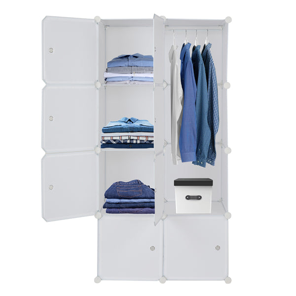 Armoire en forme de cube à 8 compartiments de 4 couches avec 1 tige suspendue