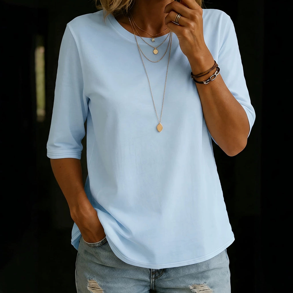 Set T-shirt 3 pièces pour femmes Simple et Casual Solid Color Muji-style