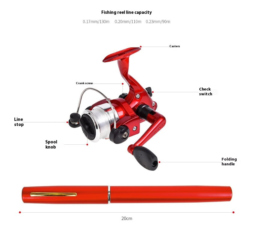 Équipement de pêche de poche portatif de type stylo