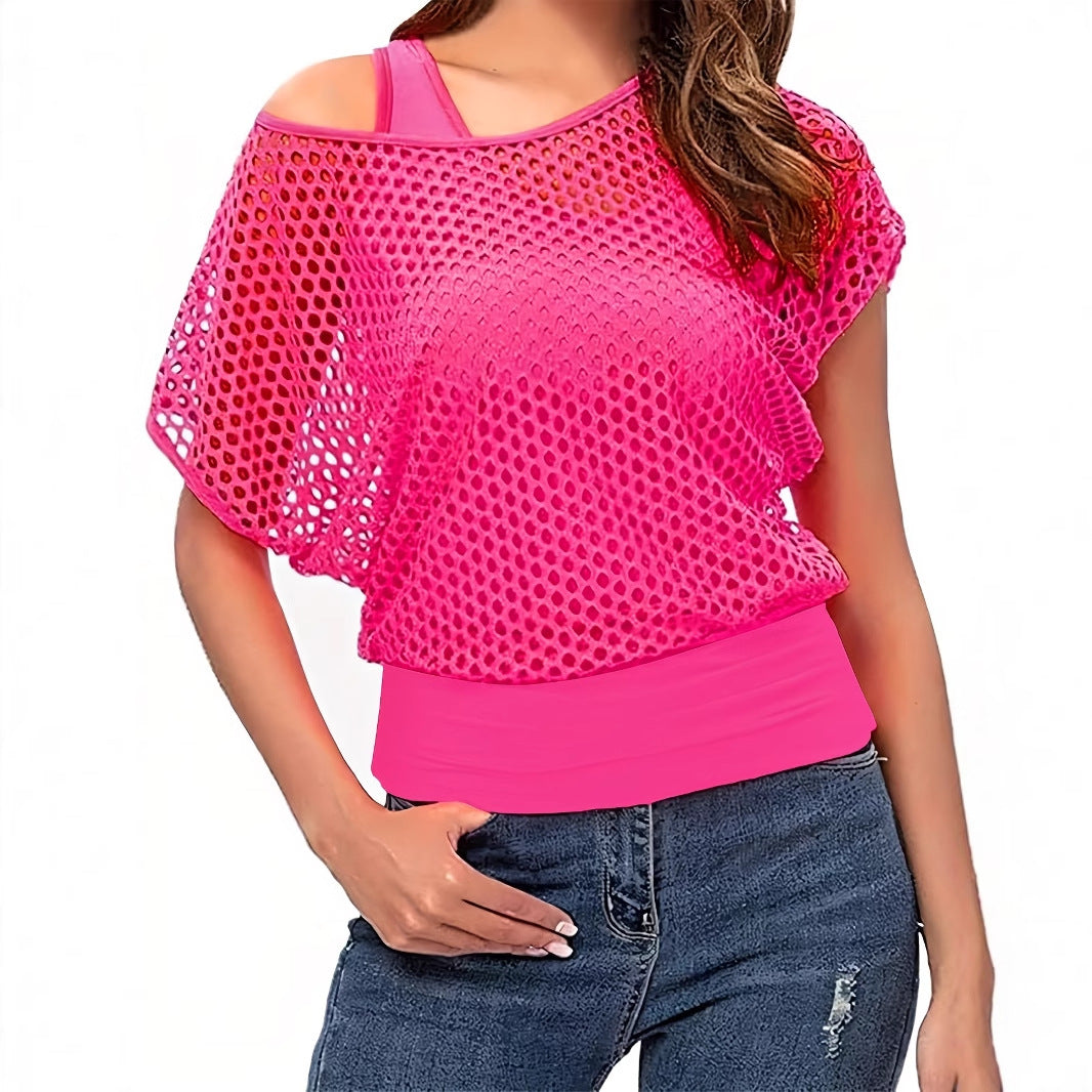 Women Sexy Camisole and Off-the-Shoulder T-Shirt Two-Piece Set