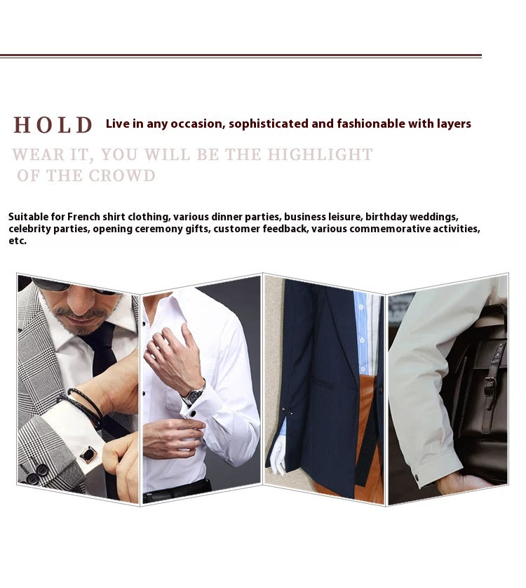 Chemise française en Plaid carré Men's Cufflinks Cufflink