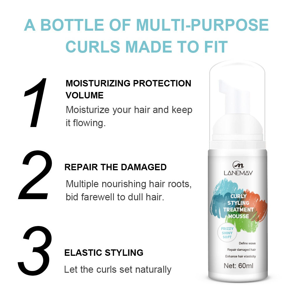Mousse hydratante de façonnement des cheveux bouclés Anti-frizz