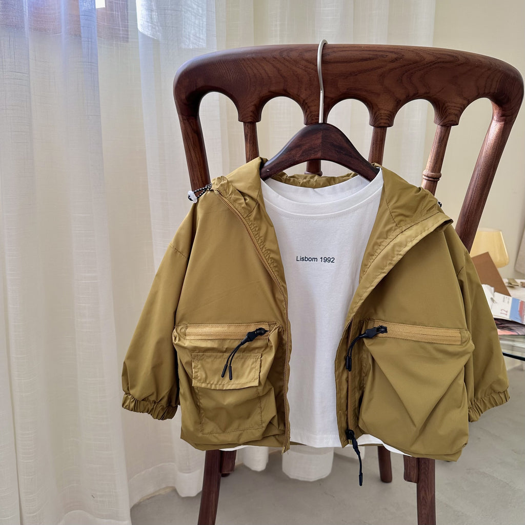 Garçon Solid Color Short Hood Shell Veste