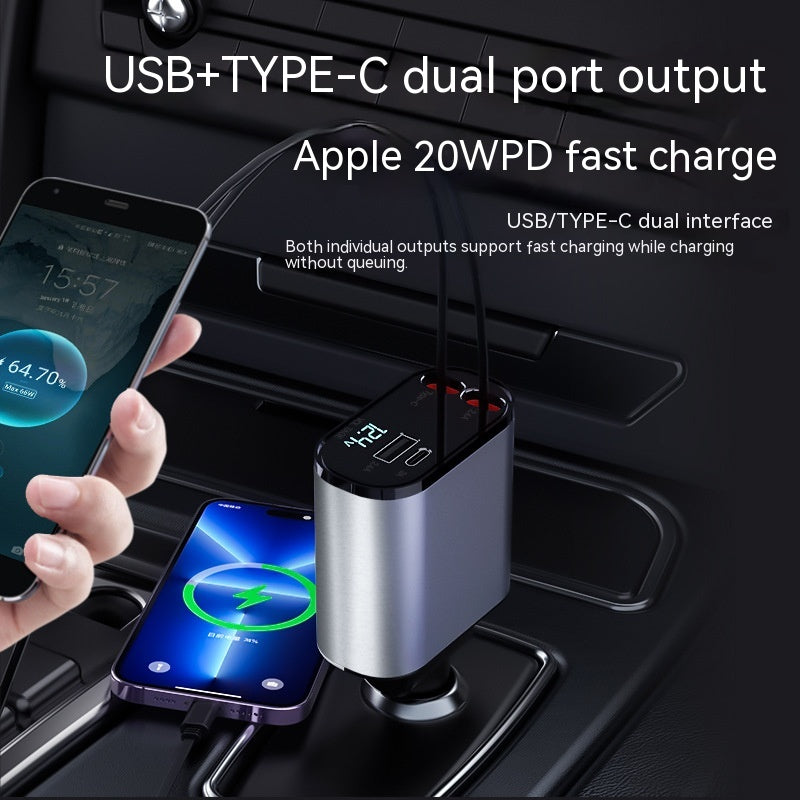 Affichage numérique Chargeur Adaptateur USB Cigarette Lighter One to Four