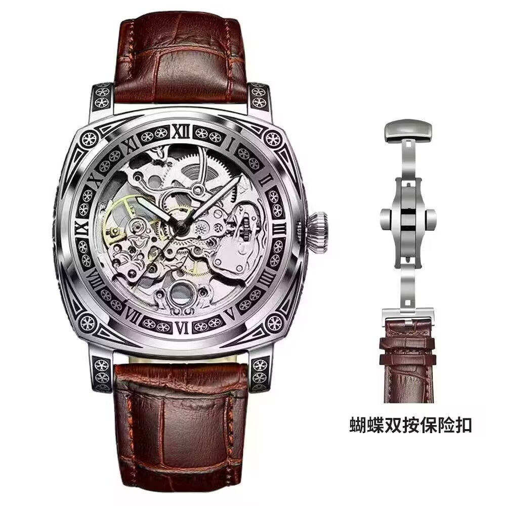 Relief-coupée Montre mécanique entièrement automatique pour hommes
