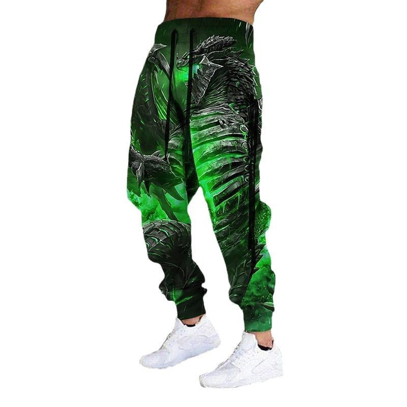 Pantalon retro Harem drawstring élastique avec imprimé animal 3D pour hommes Pantalons athlétique