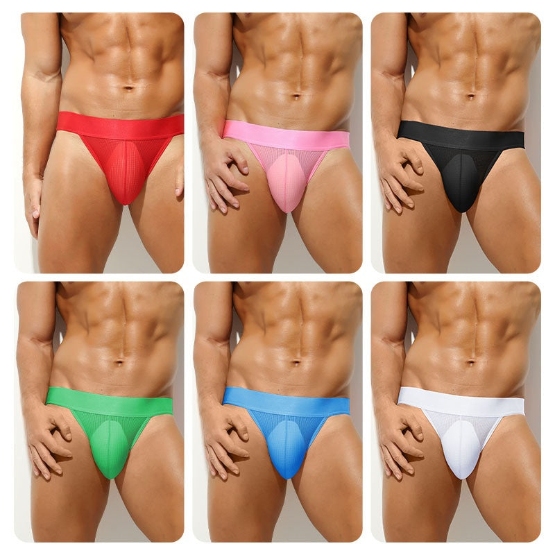 Sous-vêtements confortables translucides à faible taille pour hommes couleur pure