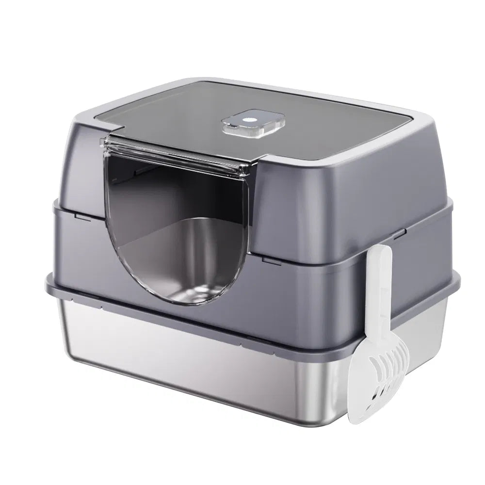 Fully Enclosed Stainless Steel Litter Box White - Top Pick