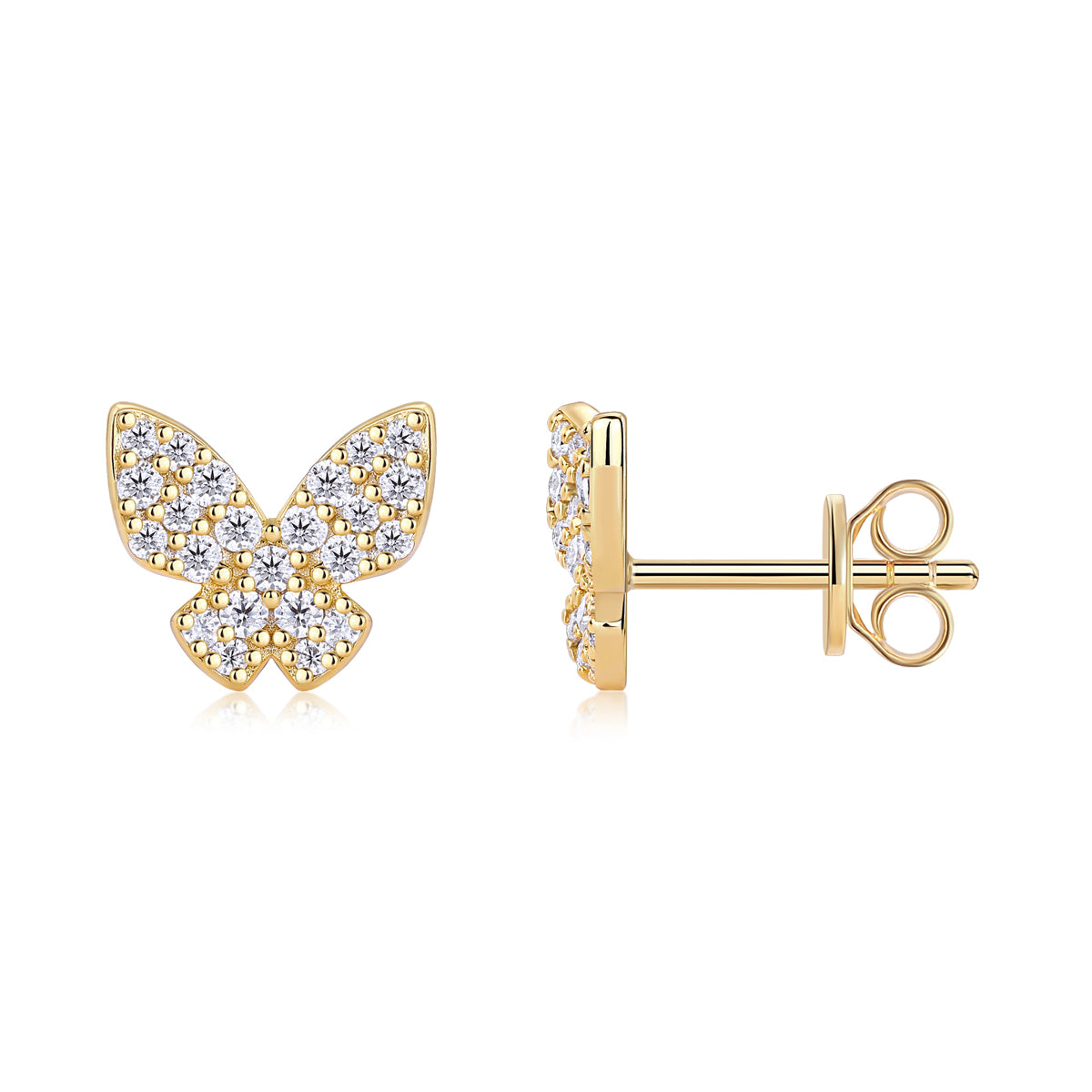S925 Boucles d'oreilles à papillon plaqué argent sterling