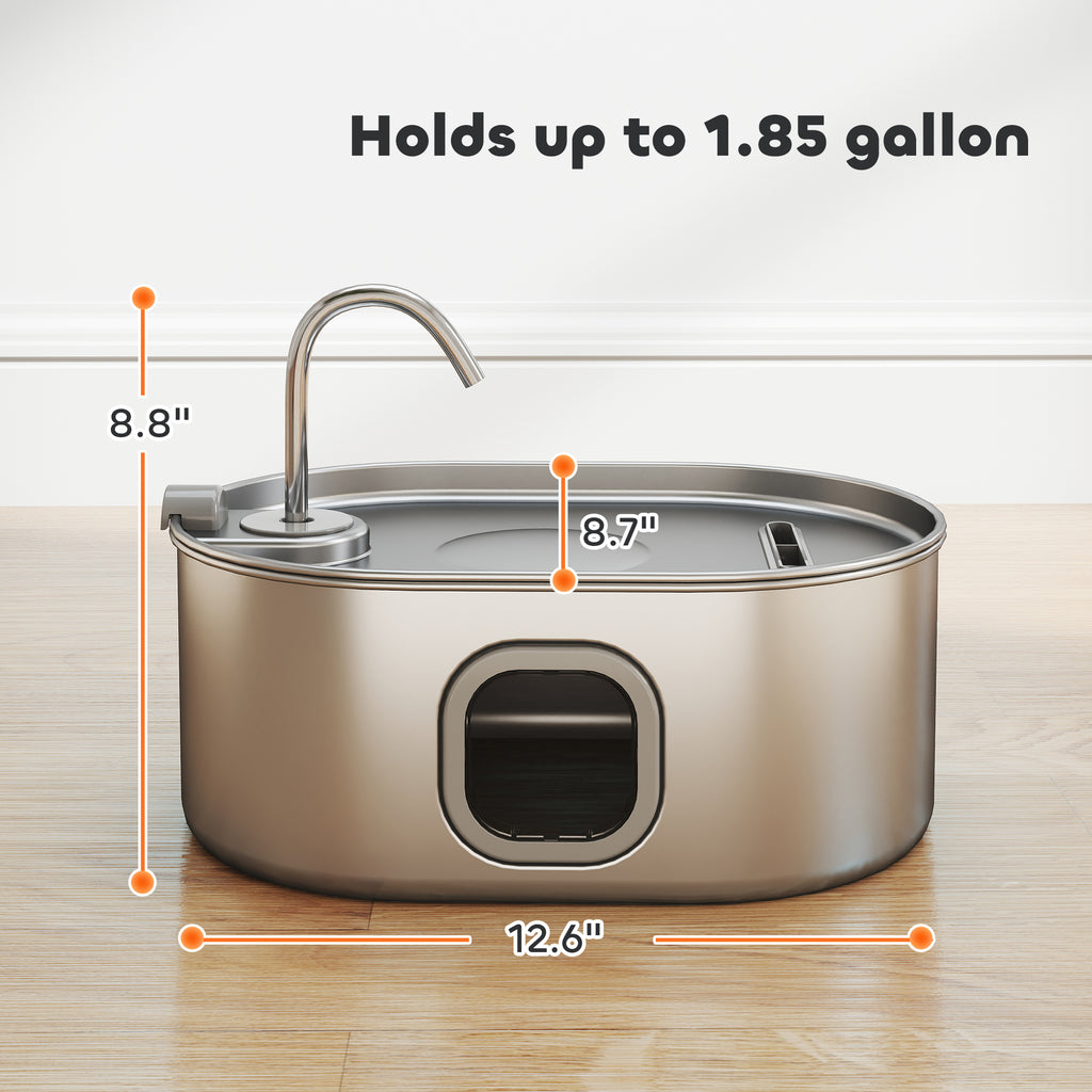 246 oz./7L Fontaine d'eau de chat en acier inoxydable avec filtres