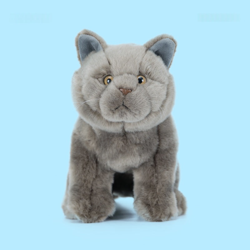 Poupée d'animaux farcie en peluche de chat bleu simulation