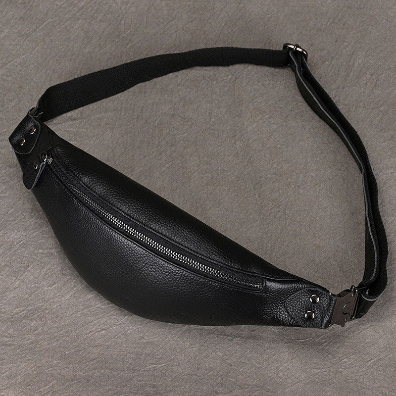 Sac de ceinture en cuir Retro Crazy Horse multifonctionnel homme