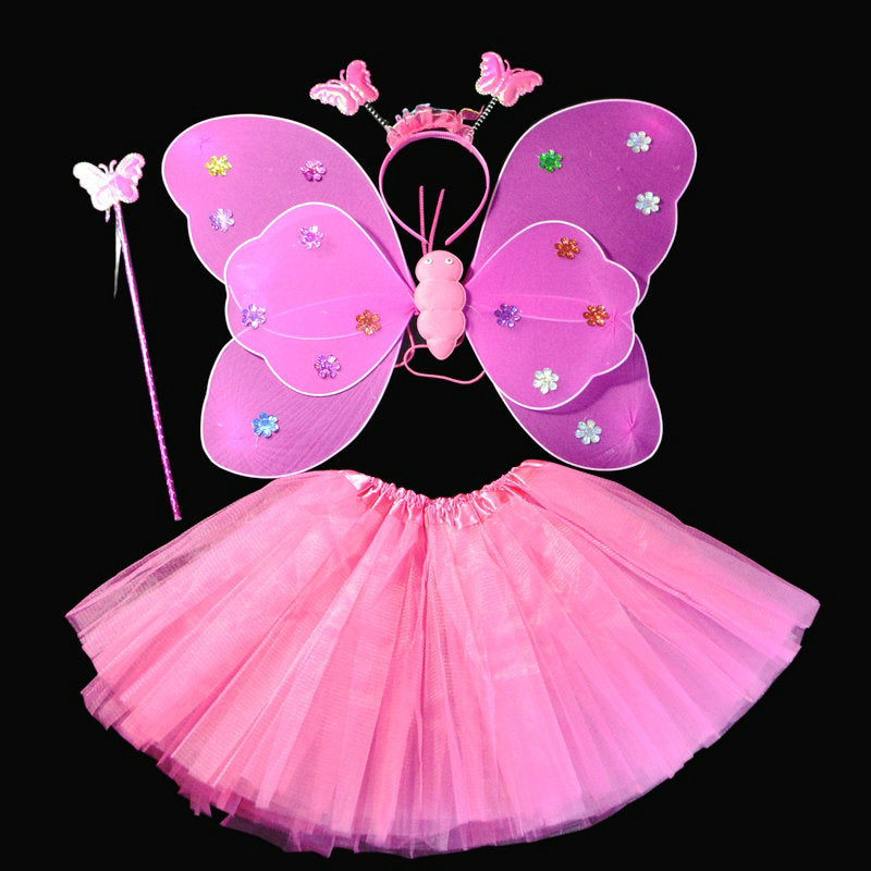 Ensemble de performances de jour pour enfants Ailes à paillettes double couche 4 pièces