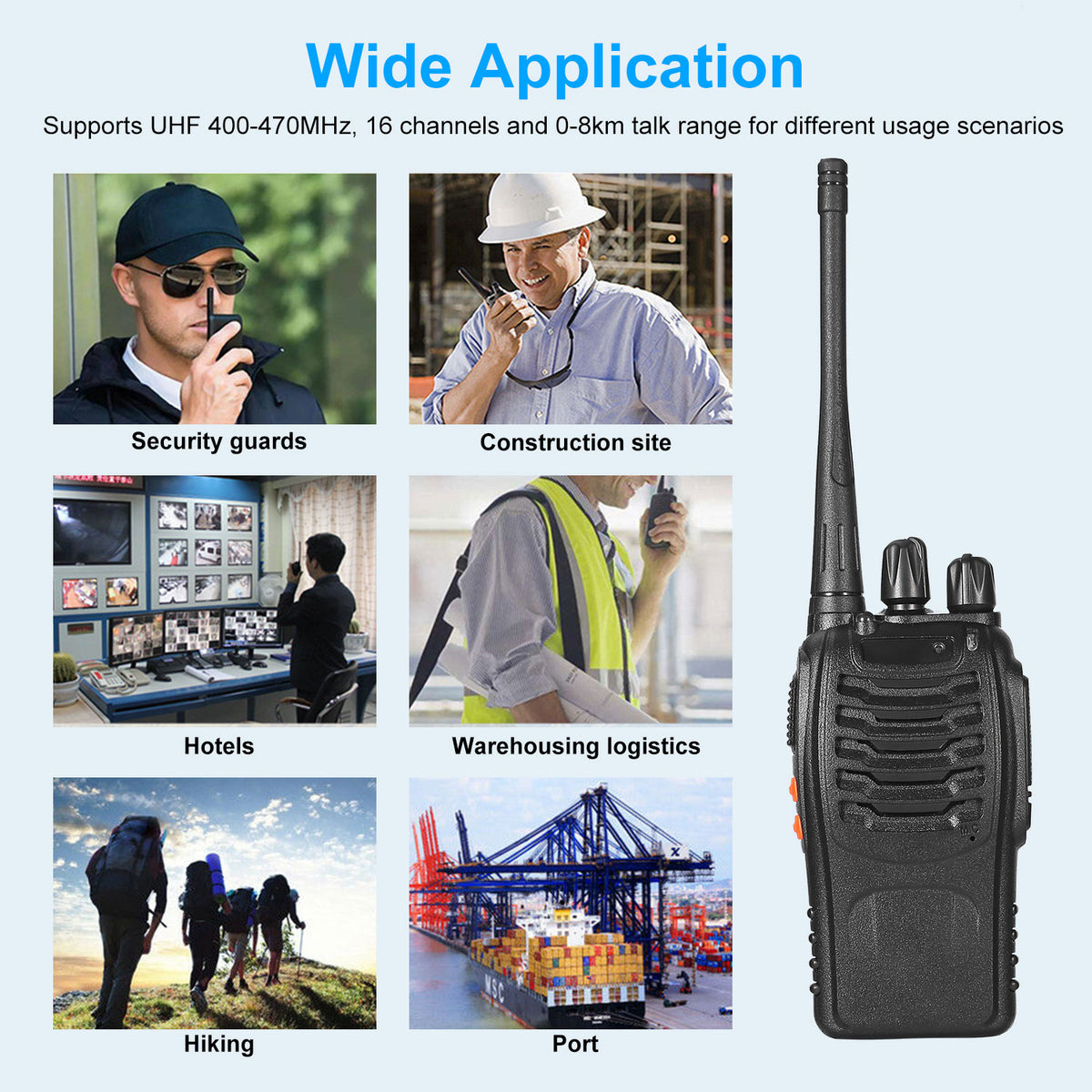 2 X Baofeng BF-888S Walkie Talkie Two-Way Radio UHF 16CH 400-470MHZ Long Range