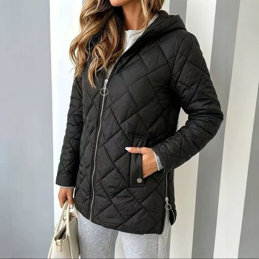 Femmes Plus-taille à capuche Diamond-Quilted Cotton Coat Chaudière