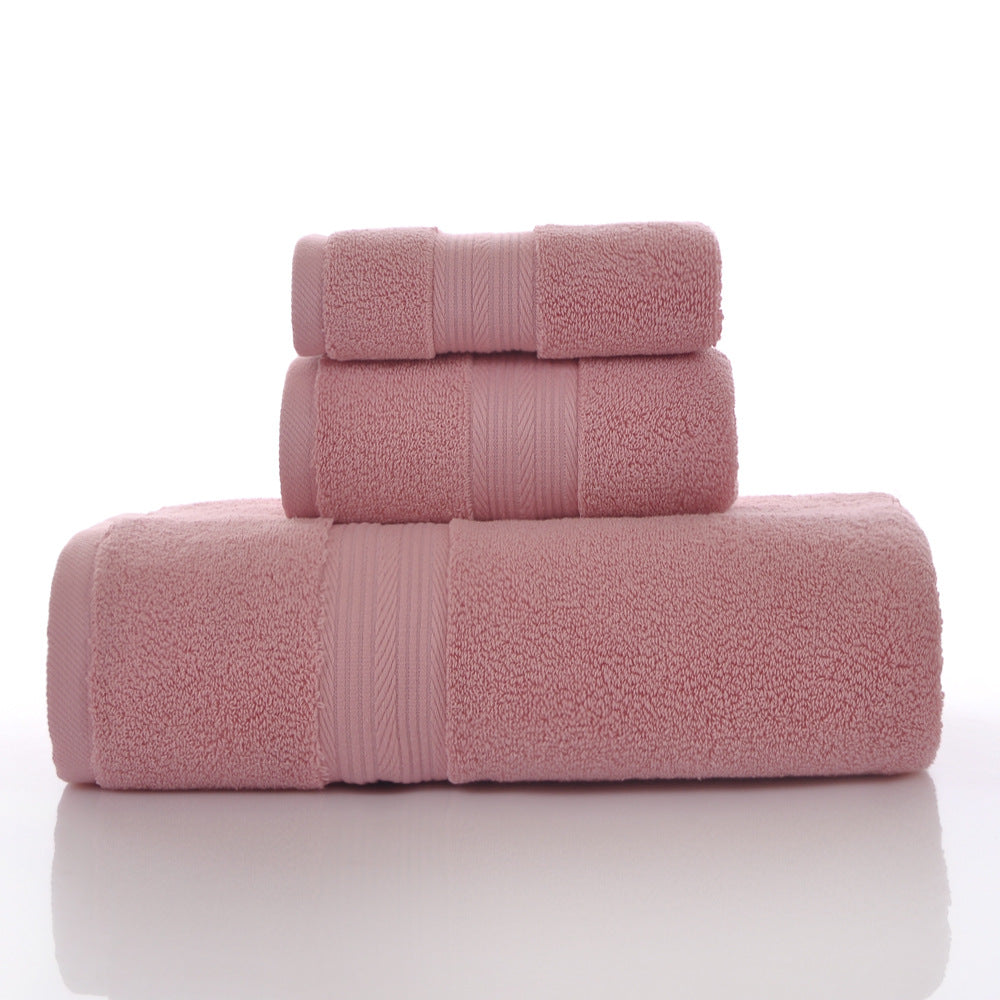 Ensemble de 3 serviettes en coton pur à couleur solide et absorbante